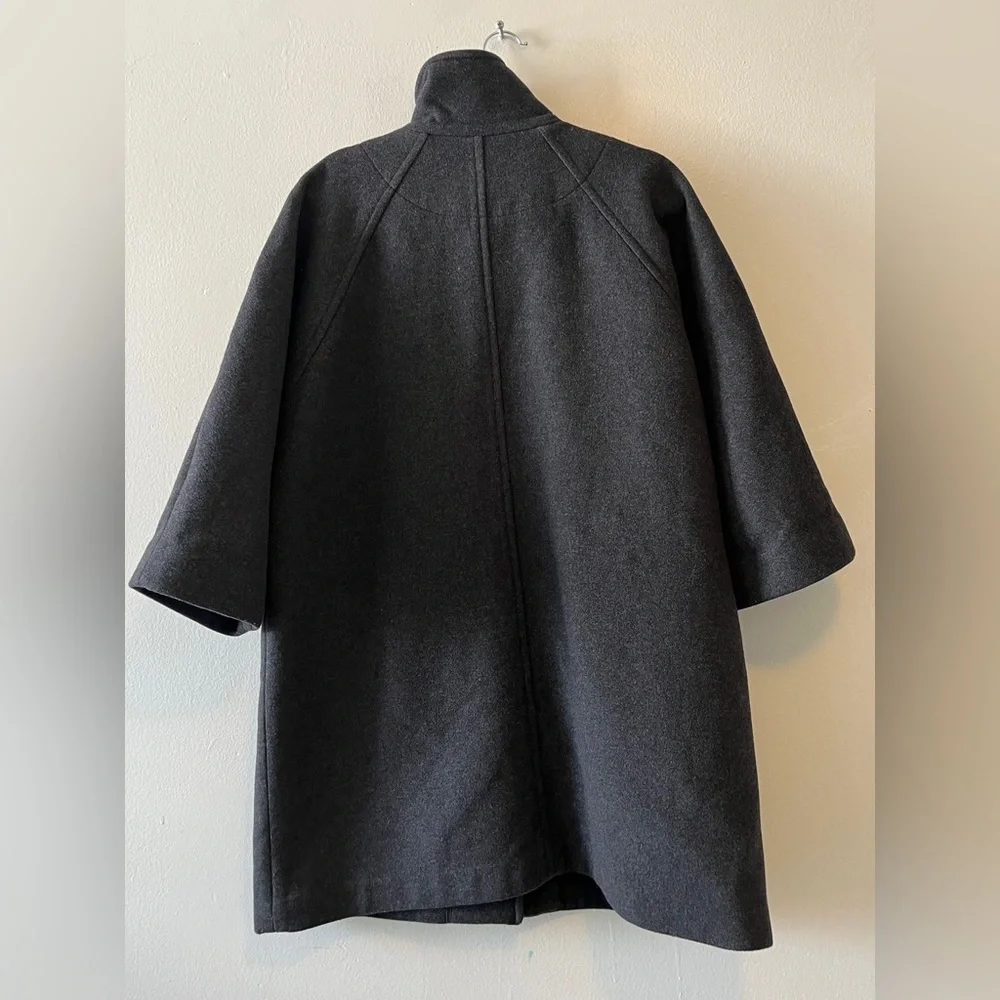 Aritzia Wilfred Dark Gray Wool & Cashmere High Collar Kimono Sleeves Coat Medium - Picture 6 of 16